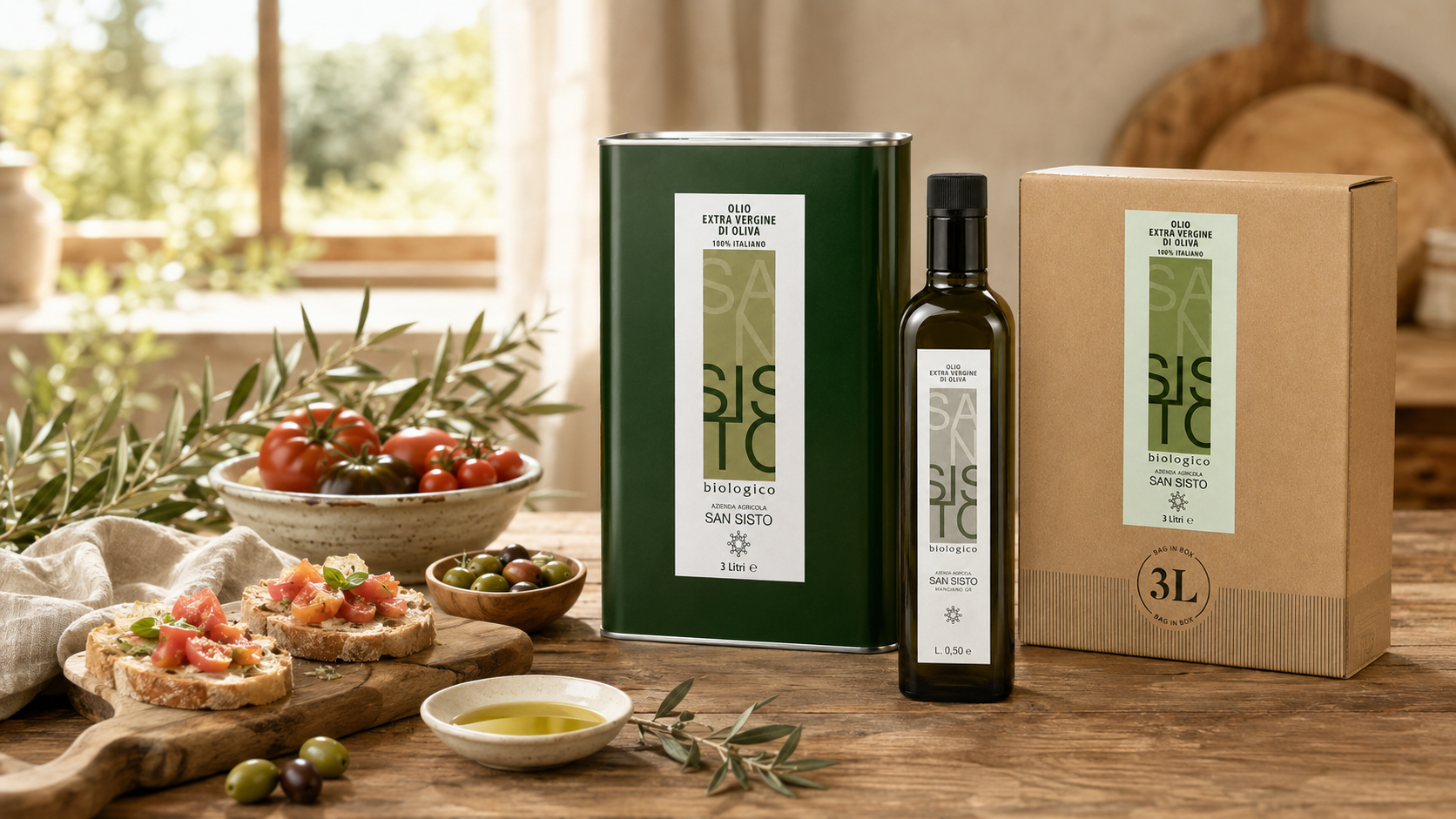 Olio Bio San Sisto in ambiente elegante